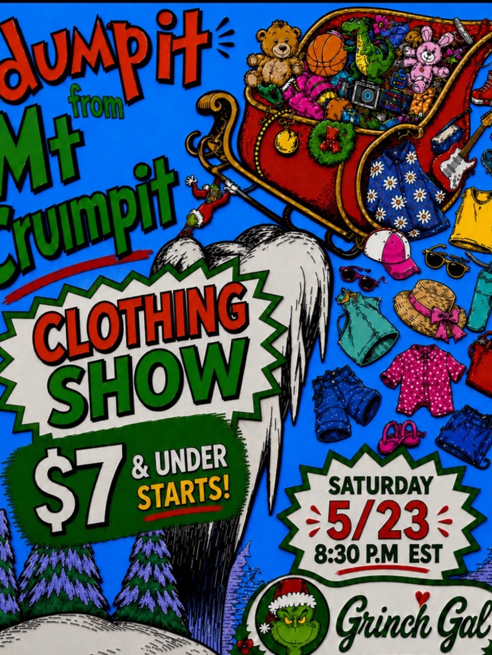 Clothing Show Poster - Bright Blue Grinch Promo